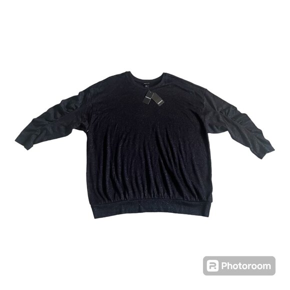 NWT Torrid Black Sparkle Knit Drop Shoulder Shirred Sleeve Top - Size 3 / 3X - Picture 4 of 8
